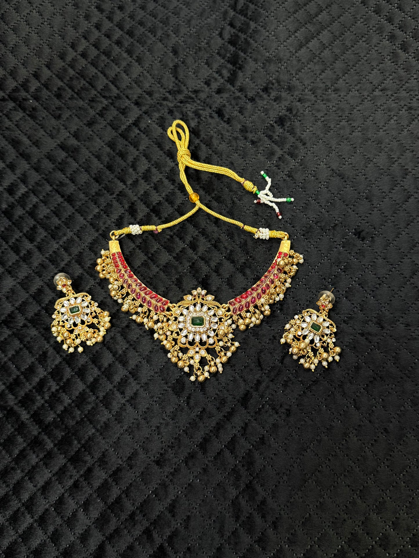 Trending Gold Beats Ruby Stone Necklace