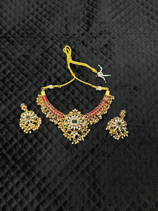 Trending Gold Beats Ruby Stone Necklace
