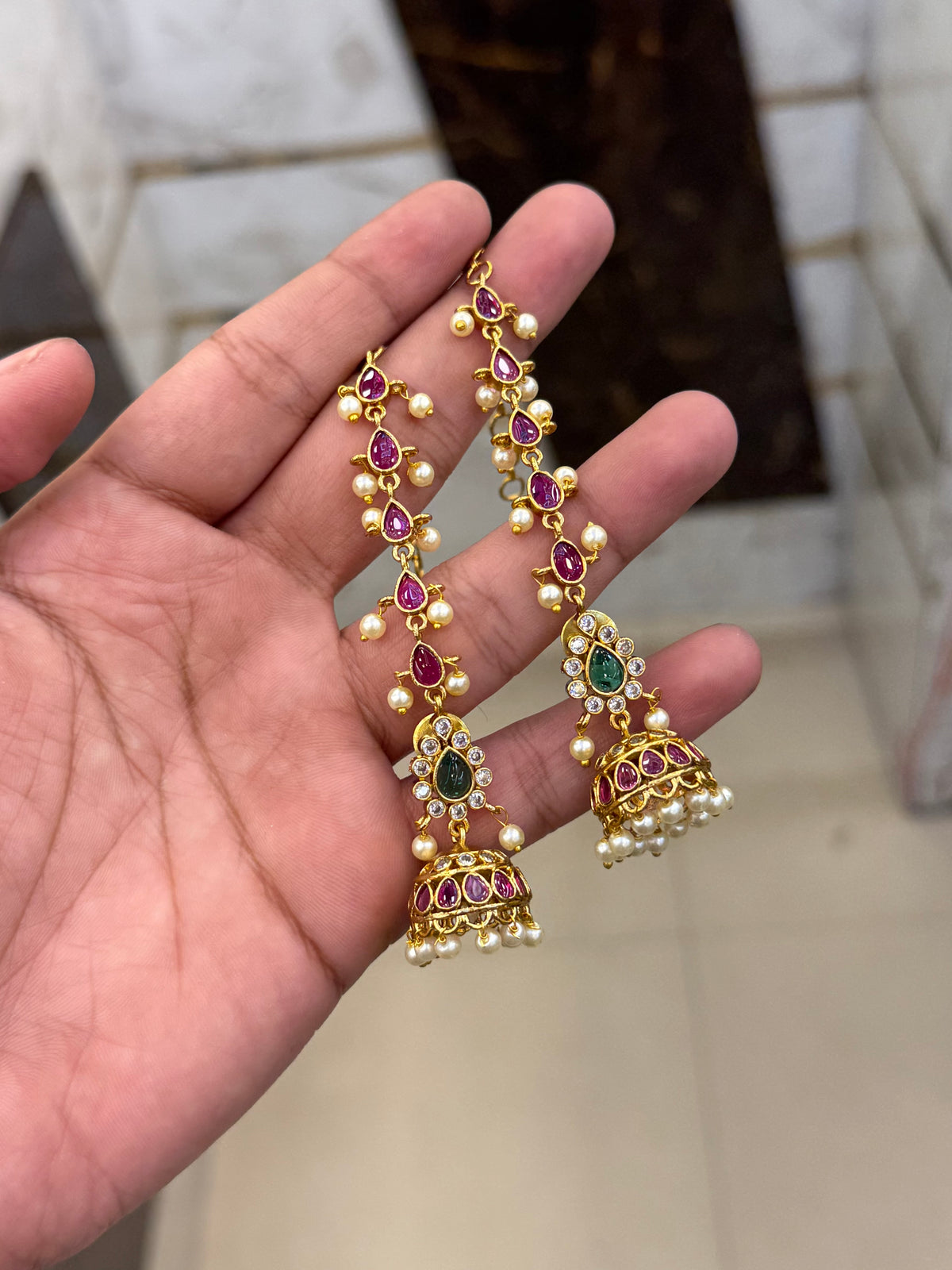 Ruby Ponnazhagi Jhumki Set