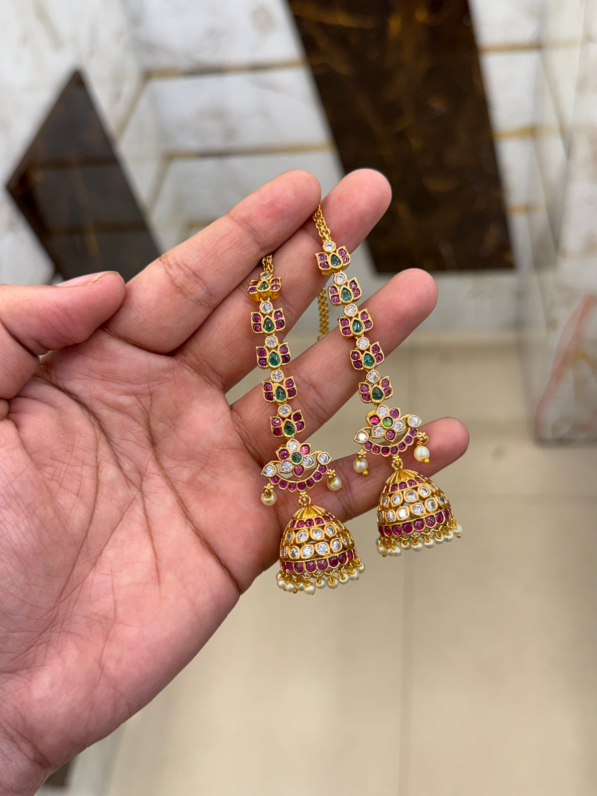 Ruby Sampradaya Jhumki Set