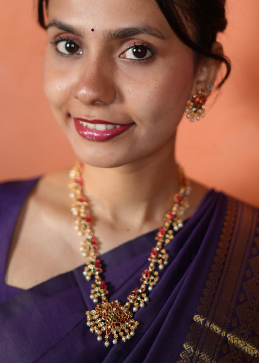 Ruby Stone Lotus Necklace