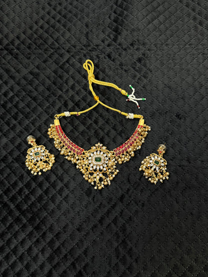 Trending Gold Beats Ruby Stone Necklace